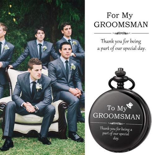 Engraved Pocket Watch for Wedding Groomsmen